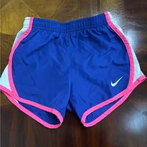 Nike Kids Athletic Shorts in Blue with Pink Trim
